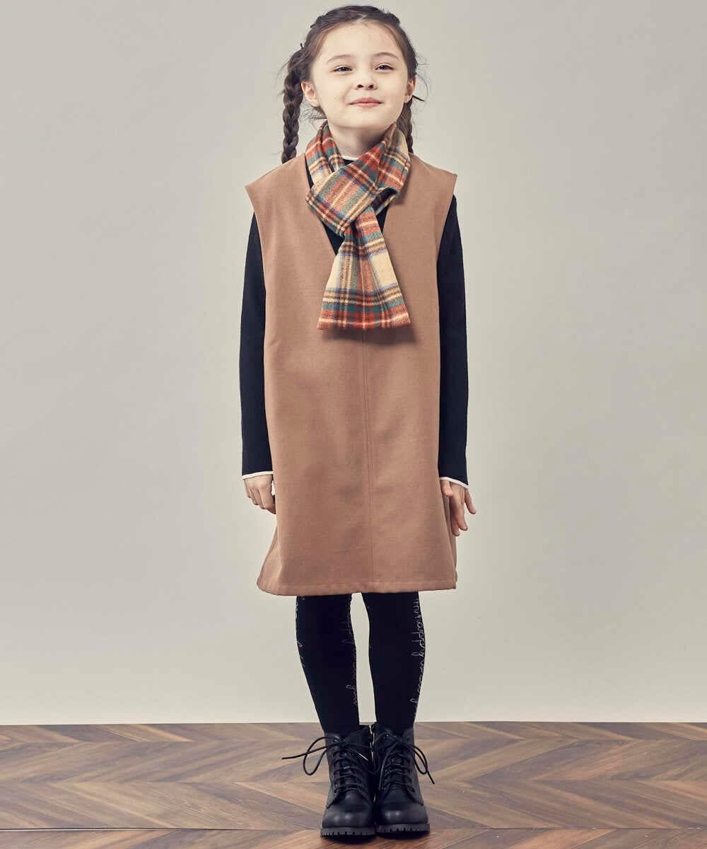 KJELP61039 a.v.v KIDS(アー・ヴェ・ヴェ) [100-130]Vネックジャンパースカート ベージュ