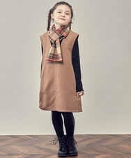 KJELP61039 a.v.v KIDS(アー・ヴェ・ヴェ) [100-130]Vネックジャンパースカート ベージュ