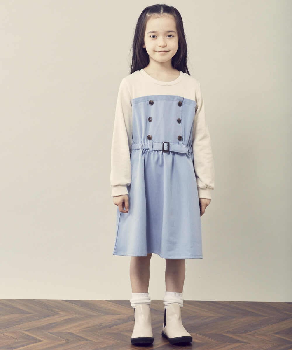 KJELR60049 a.v.v KIDS(アー・ヴェ・ヴェ) [160]トレーナードッキングワンピース ネイビー