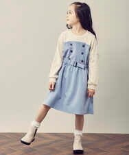 KJELR60049 a.v.v KIDS(アー・ヴェ・ヴェ) [160]トレーナードッキングワンピース ネイビー