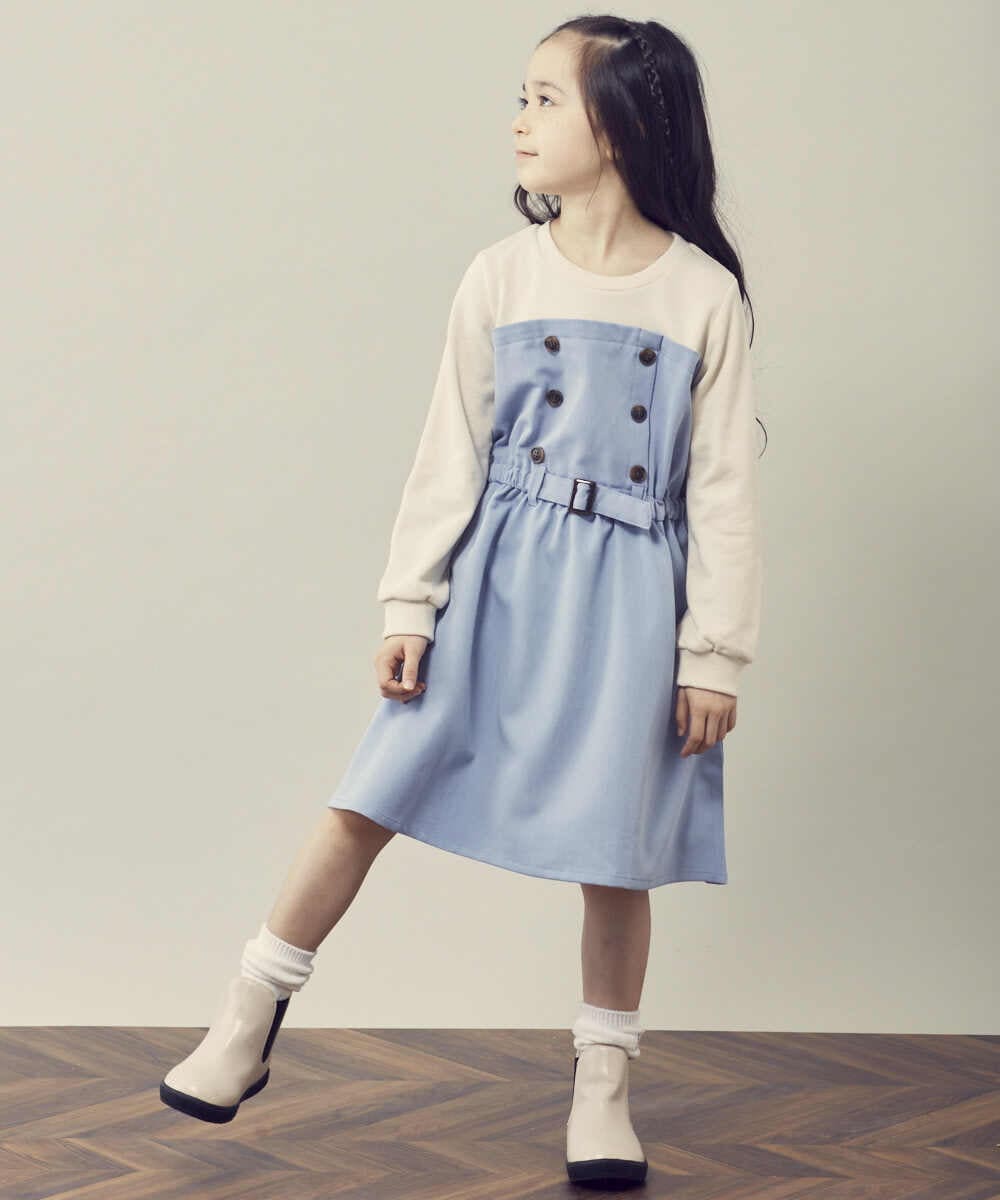 KJELR60049 a.v.v KIDS(アー・ヴェ・ヴェ) [160]トレーナードッキングワンピース ネイビー