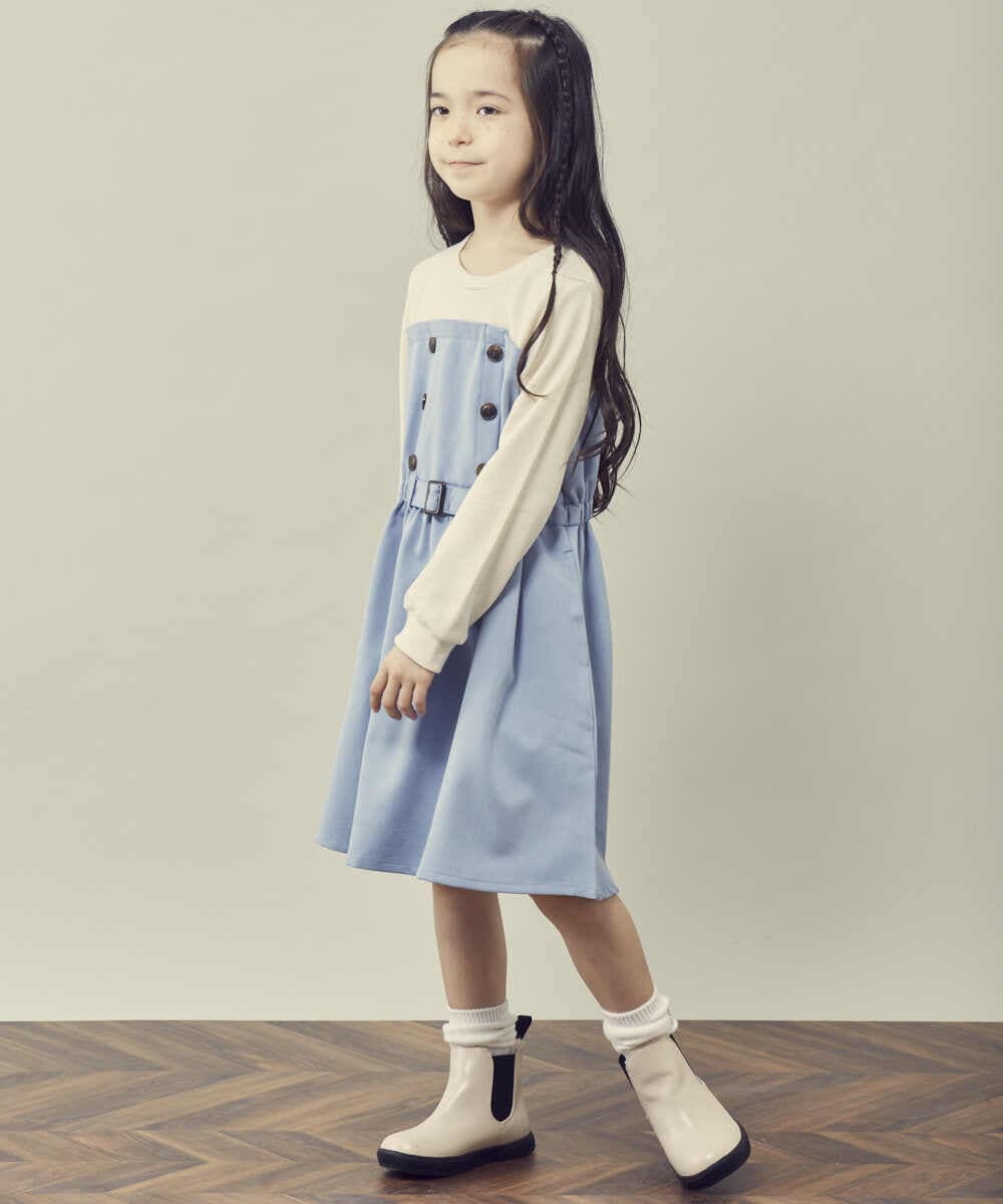 KJELR60049 a.v.v KIDS(アー・ヴェ・ヴェ) [160]トレーナードッキングワンピース ネイビー