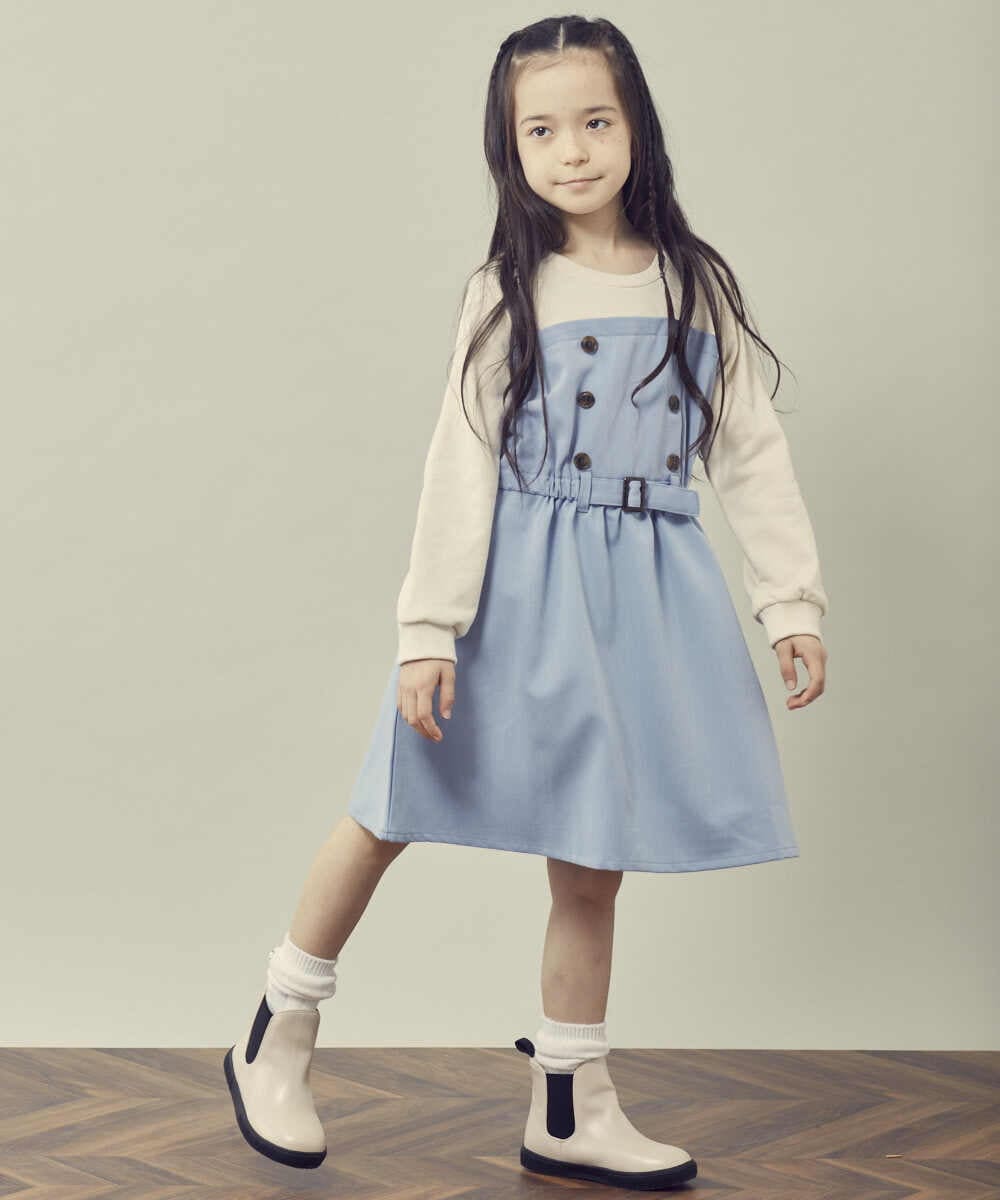 KJELR60049 a.v.v KIDS(アー・ヴェ・ヴェ) [160]トレーナードッキングワンピース ネイビー