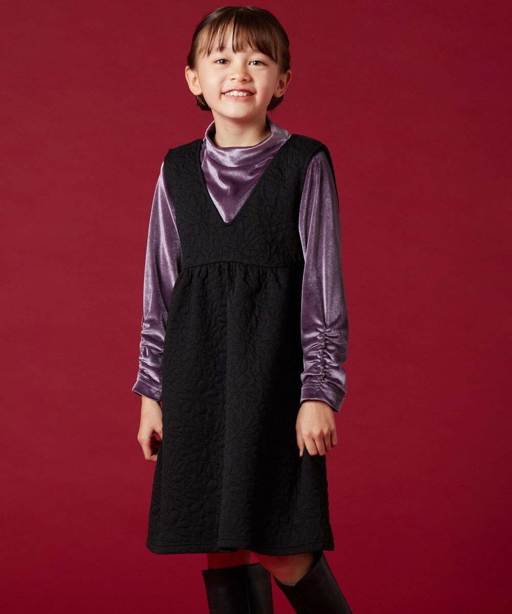 KJELT60044 a.v.v KIDS(アー・ヴェ・ヴェ) [140-150]Vネックジャンスカ ブラック