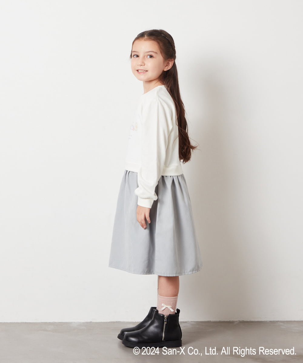 KJELV80044 a.v.v KIDS(アー・ヴェ・ヴェ) [100-140]【すみっコぐらし】ドッキングワンピース アイボリー