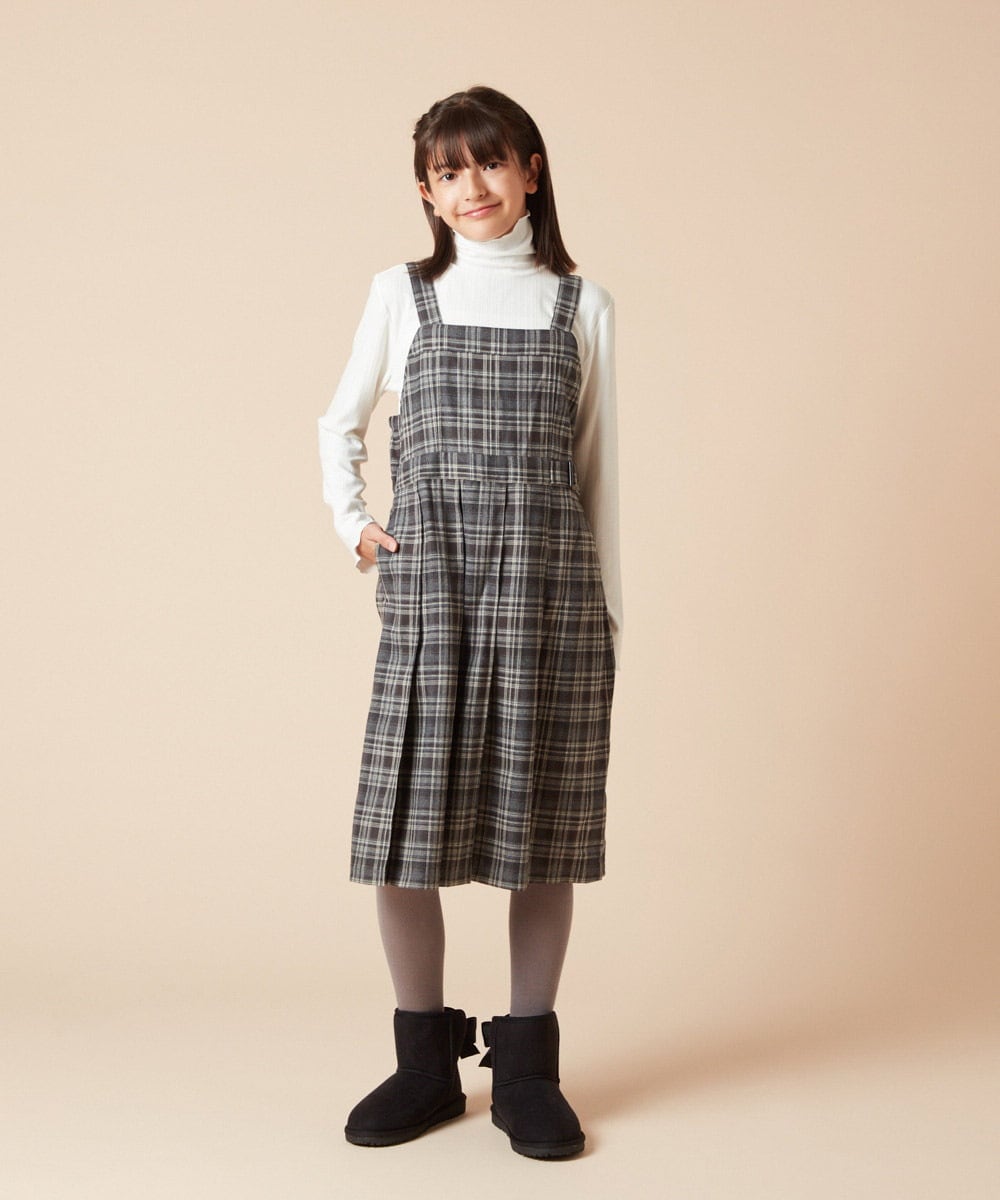 KJELW44055 a.v.v KIDS(アー・ヴェ・ヴェ) [140-150]スクエアネックプリーツジャンスカ グレー