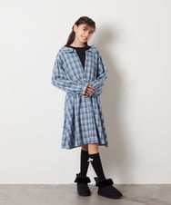 KJELW65055 a.v.v KIDS(アー・ヴェ・ヴェ) [140-150]レイヤードシャツワンピース ダークグレー