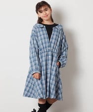 KJELX65059 a.v.v KIDS(アー・ヴェ・ヴェ) [160]レイヤードシャツワンピース ブルー