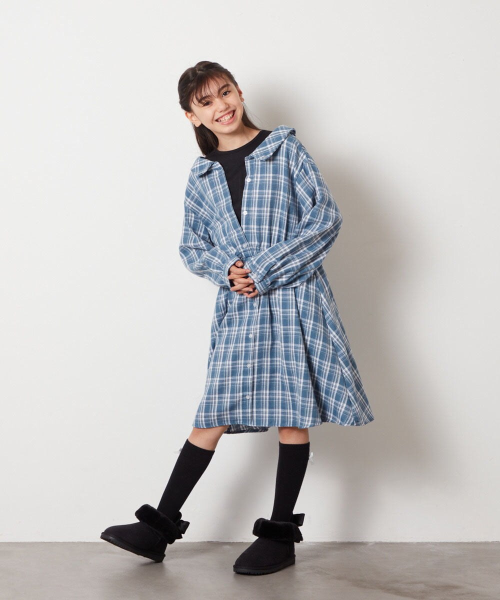 KJELX65059 a.v.v KIDS(アー・ヴェ・ヴェ) [160]レイヤードシャツワンピース ブルー