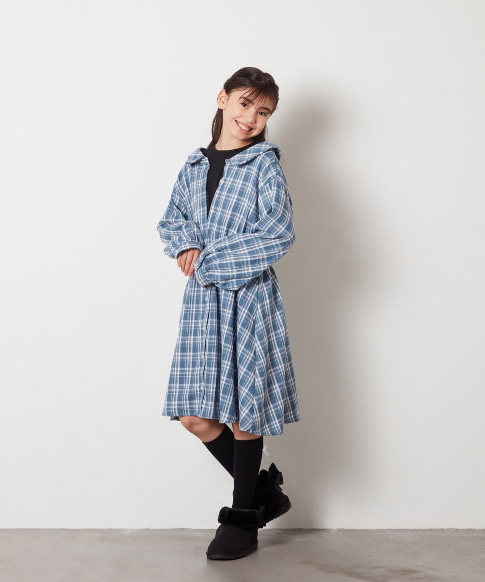 KJELX65059 a.v.v KIDS(アー・ヴェ・ヴェ) [160]レイヤードシャツワンピース ブルー