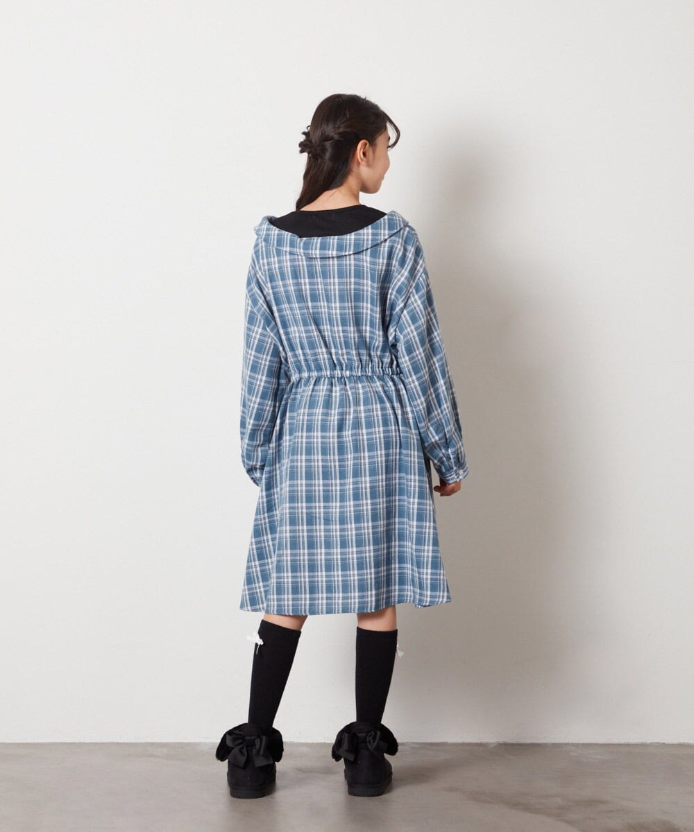 KJELX65059 a.v.v KIDS(アー・ヴェ・ヴェ) [160]レイヤードシャツワンピース ブルー
