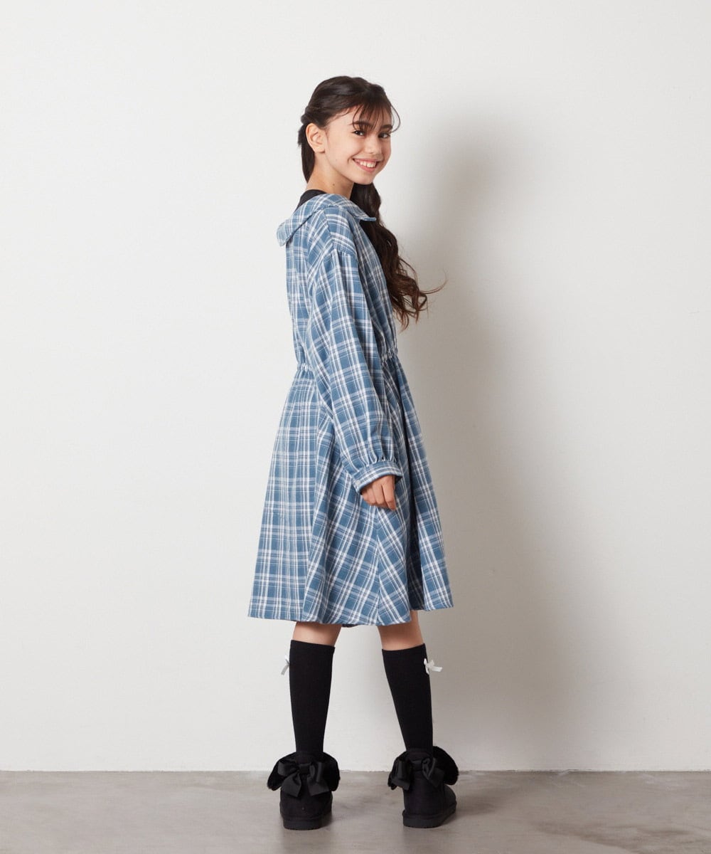 KJELX65059 a.v.v KIDS(アー・ヴェ・ヴェ) [160]レイヤードシャツワンピース ブルー