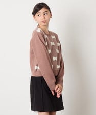 KJFAD01039 a.v.v KIDS(アー・ヴェ・ヴェ) [100-160]リボンジャガードニット ライトブルー