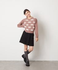 KJFAD01039 a.v.v KIDS(アー・ヴェ・ヴェ) [100-160]リボンジャガードニット ライトブルー