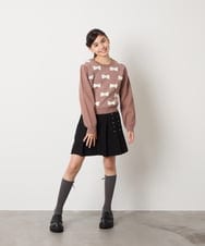 KJFAD01039 a.v.v KIDS(アー・ヴェ・ヴェ) [100-160]リボンジャガードニット ライトブルー