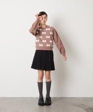 KJFAD01039 a.v.v KIDS(アー・ヴェ・ヴェ) [100-160]リボンジャガードニット ライトブルー