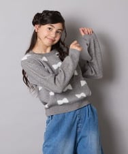 KJFAD01039 a.v.v KIDS(アー・ヴェ・ヴェ) [100-160]リボンジャガードニット ライトブルー