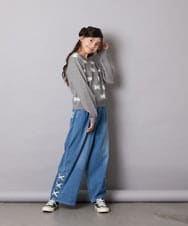 KJFAD01039 a.v.v KIDS(アー・ヴェ・ヴェ) [100-160]リボンジャガードニット ライトブルー