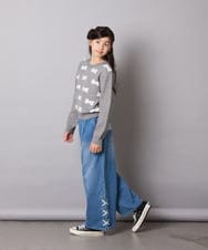 KJFAD01039 a.v.v KIDS(アー・ヴェ・ヴェ) [100-160]リボンジャガードニット ライトブルー