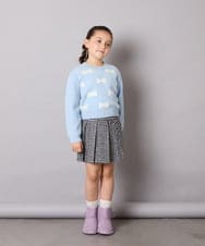 KJFAD01039 a.v.v KIDS(アー・ヴェ・ヴェ) [100-160]リボンジャガードニット ライトブルー