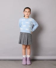 KJFAD01039 a.v.v KIDS(アー・ヴェ・ヴェ) [100-160]リボンジャガードニット ライトブルー