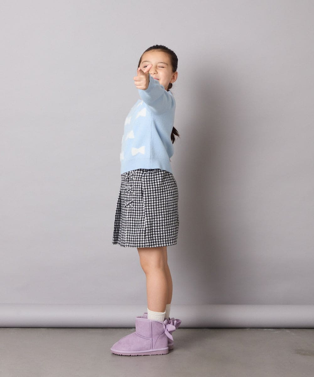 KJFAD01039 a.v.v KIDS(アー・ヴェ・ヴェ) [100-160]リボンジャガードニット ライトブルー