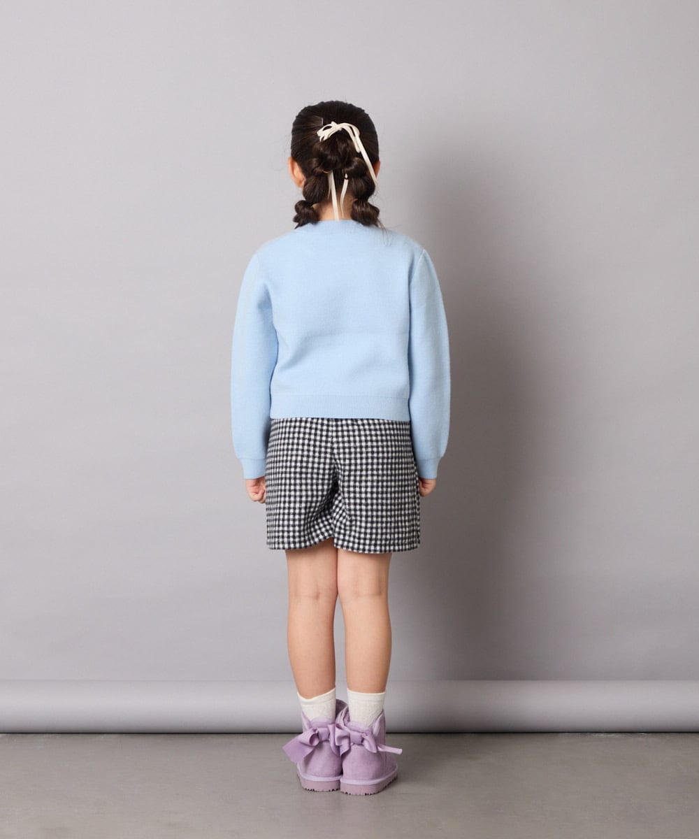 KJFAD01039 a.v.v KIDS(アー・ヴェ・ヴェ) [100-160]リボンジャガードニット ライトブルー