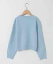 KJFAD01039 a.v.v KIDS(アー・ヴェ・ヴェ) [120-160]【クロップド丈】もっちりリボンジャガードニット ライトブルー