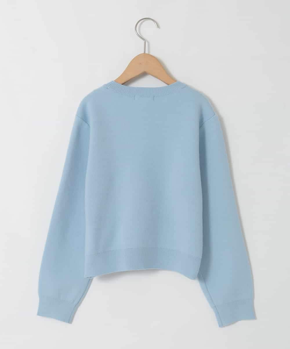 KJFAD01039 a.v.v KIDS(アー・ヴェ・ヴェ) [120-160]【クロップド丈】もっちりリボンジャガードニット ライトブルー