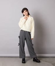 KJFAD02049 a.v.v KIDS(アー・ヴェ・ヴェ) [100-160]ジップアップケーブルニット アイボリー