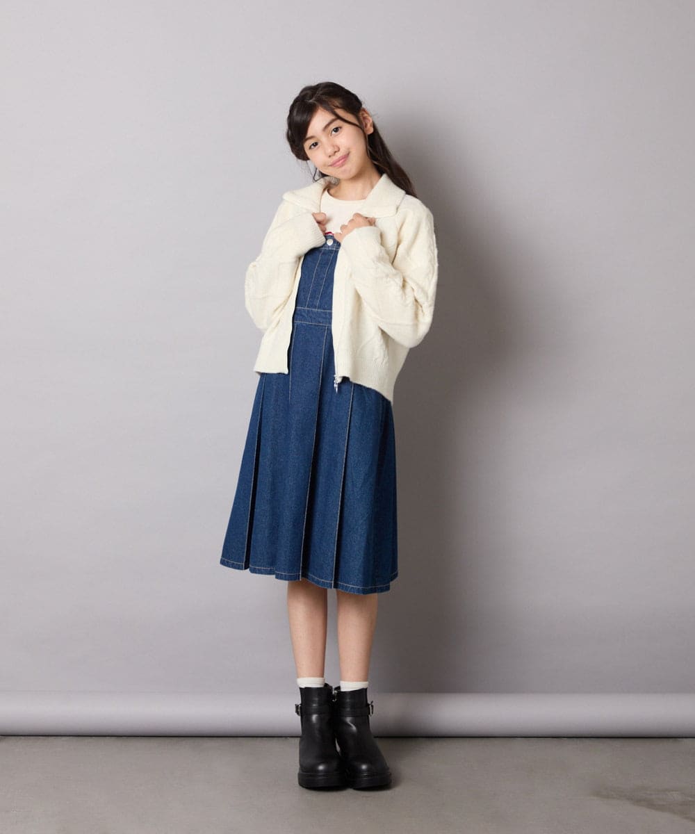 KJFAD02049 a.v.v KIDS(アー・ヴェ・ヴェ) [100-160]ジップアップケーブルニット アイボリー