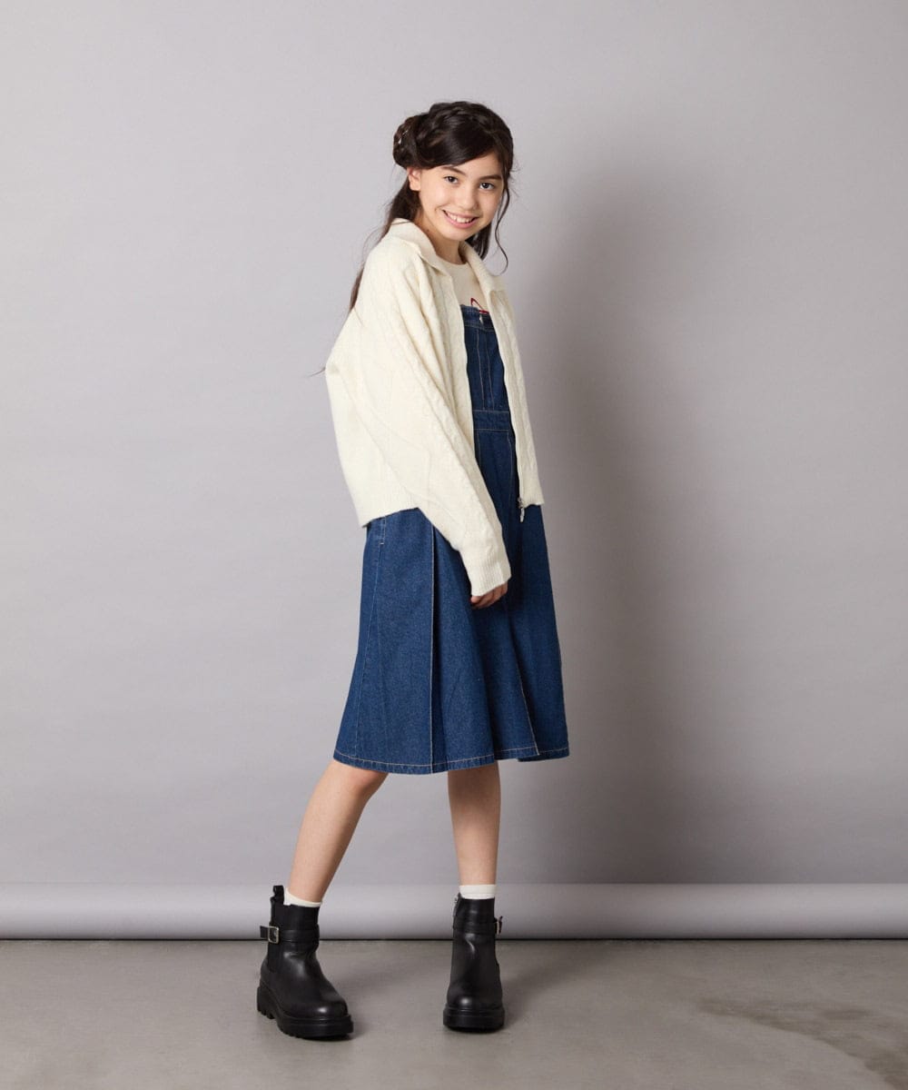 KJFAD02049 a.v.v KIDS(アー・ヴェ・ヴェ) [100-160]ジップアップケーブルニット アイボリー