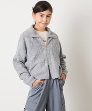 KJFAD02049 a.v.v KIDS(アー・ヴェ・ヴェ) [100-160]ジップアップケーブルニット アイボリー