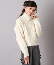 KJFAD02049 a.v.v KIDS(アー・ヴェ・ヴェ) [100-160]ジップアップケーブルニット アイボリー