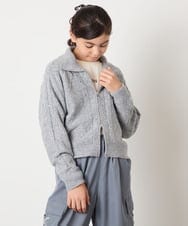 KJFAD02049 a.v.v KIDS(アー・ヴェ・ヴェ) [100-160]ジップアップケーブルニット アイボリー