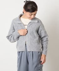 KJFAD02049 a.v.v KIDS(アー・ヴェ・ヴェ) [100-160]ジップアップケーブルニット アイボリー