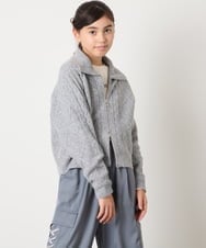 KJFAD02049 a.v.v KIDS(アー・ヴェ・ヴェ) [100-160]ジップアップケーブルニット アイボリー