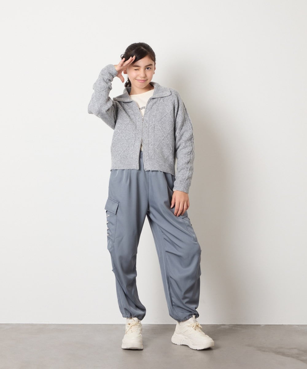 KJFAD02049 a.v.v KIDS(アー・ヴェ・ヴェ) [100-160]ジップアップケーブルニット アイボリー