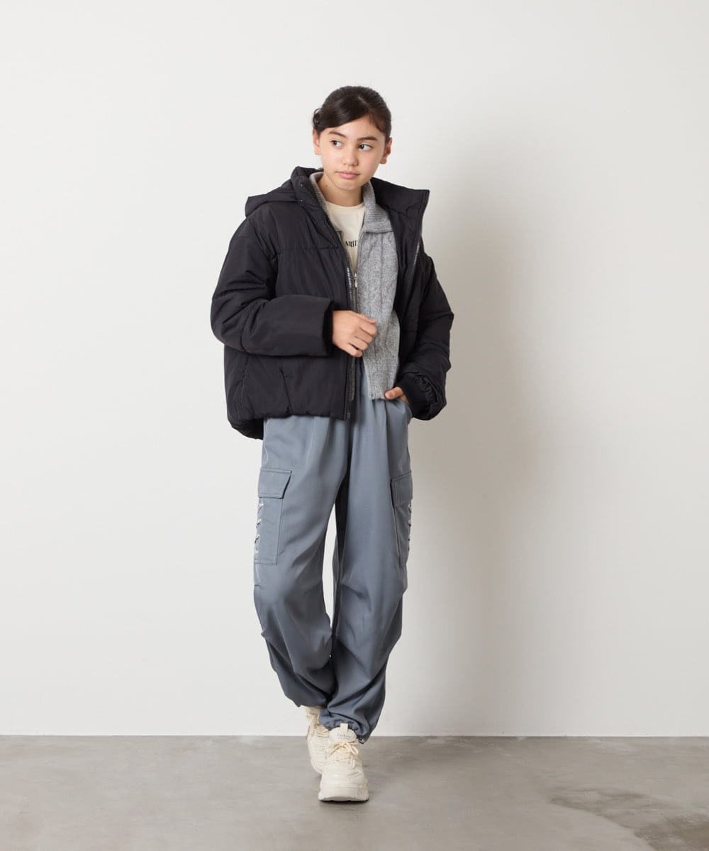 KJFAD02049 a.v.v KIDS(アー・ヴェ・ヴェ) [100-160]ジップアップケーブルニット アイボリー