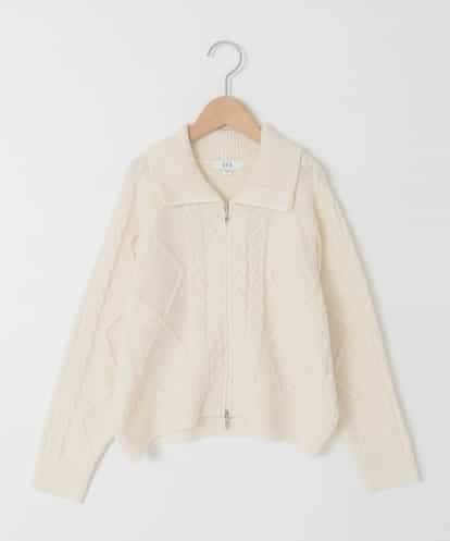 KJFAD02049 a.v.v KIDS [130-160]ジップアップケーブルニット