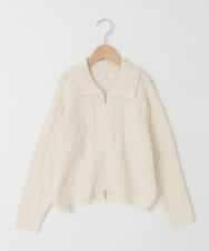 KJFAD02049 a.v.v KIDS(アー・ヴェ・ヴェ) [130-160]【ダブルジップ/クロップド丈】ジップアップケーブルニット アイボリー