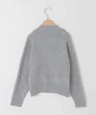 KJFAD02049 a.v.v KIDS(アー・ヴェ・ヴェ) [130-160]【ダブルジップ/クロップド丈】ジップアップケーブルニット ライトグレー