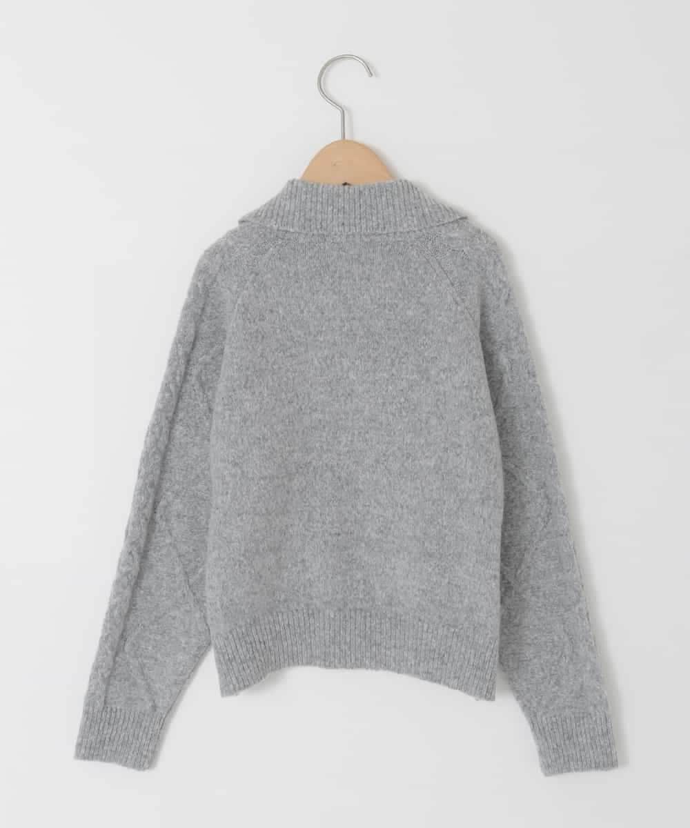 KJFAD02049 a.v.v KIDS(アー・ヴェ・ヴェ) [130-160]【ダブルジップ/クロップド丈】ジップアップケーブルニット ライトグレー