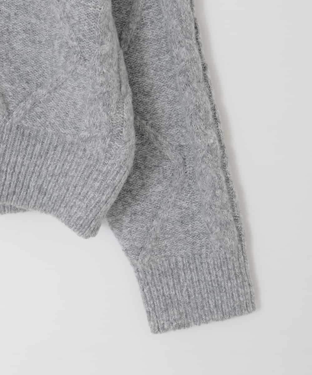 KJFAD02049 a.v.v KIDS(アー・ヴェ・ヴェ) [130-160]【ダブルジップ/クロップド丈】ジップアップケーブルニット ライトグレー