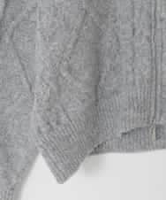 KJFAD02049 a.v.v KIDS(アー・ヴェ・ヴェ) [130-160]【ダブルジップ/クロップド丈】ジップアップケーブルニット ライトグレー