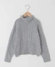 KJFAD02049 a.v.v KIDS(アー・ヴェ・ヴェ) [130-160]【ダブルジップ/クロップド丈】ジップアップケーブルニット ライトグレー
