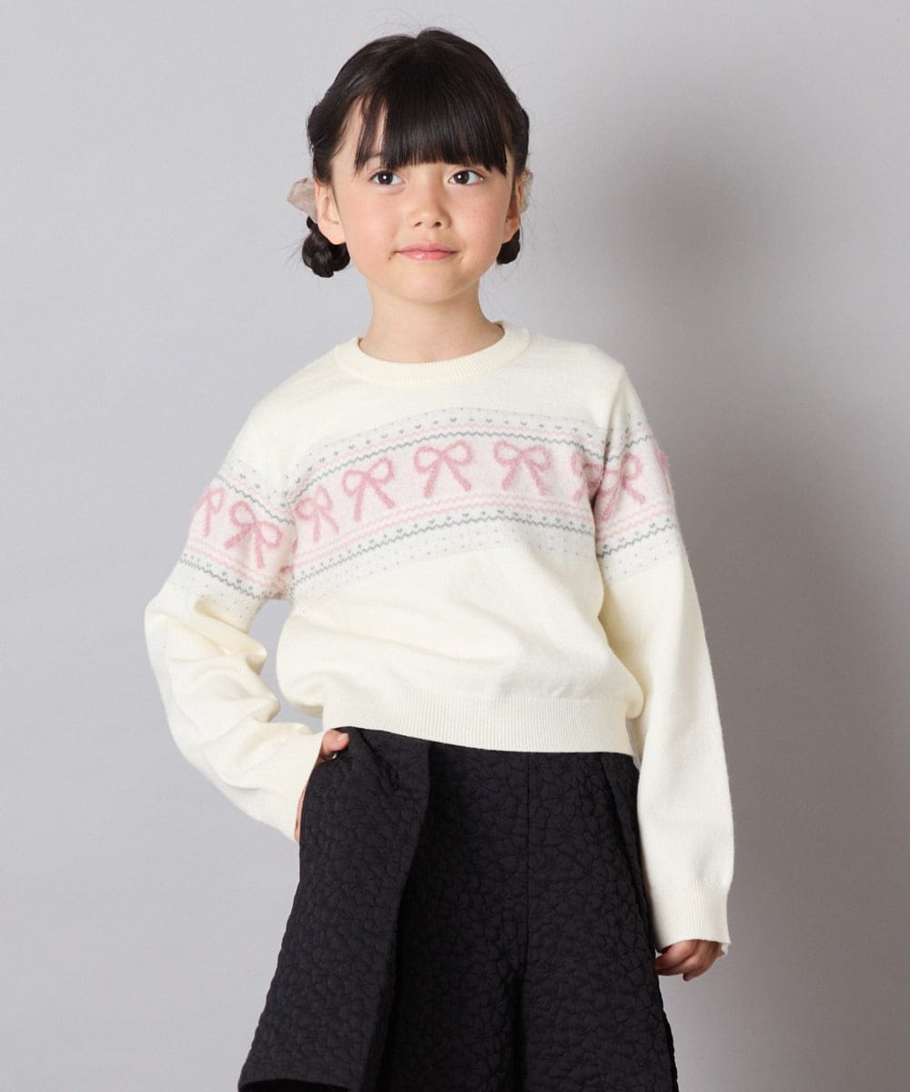 KJFAD03039 a.v.v KIDS(アー・ヴェ・ヴェ) [120-160]ノルディックニット アイボリー