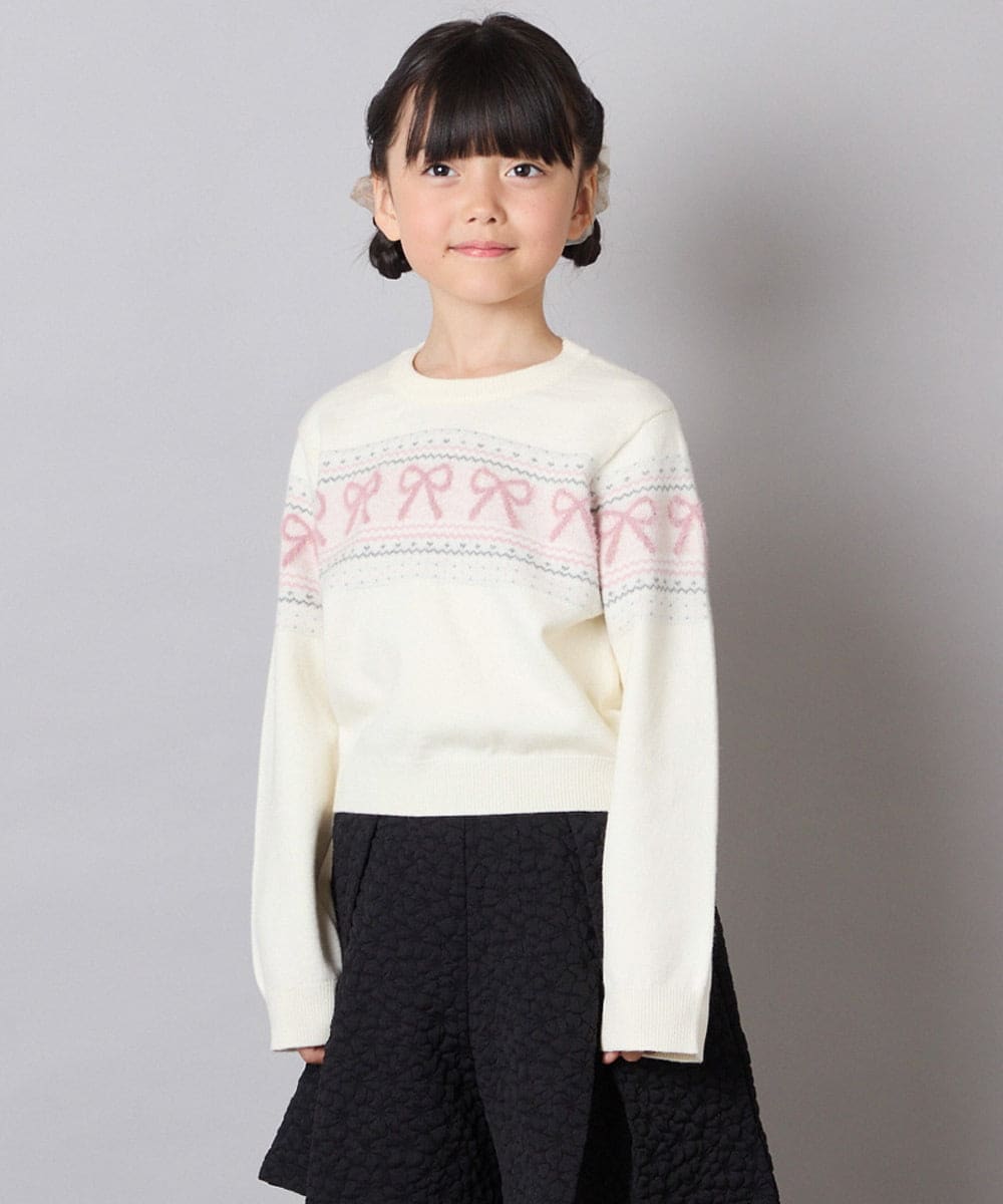 KJFAD03039 a.v.v KIDS(アー・ヴェ・ヴェ) [120-160]ノルディックニット アイボリー