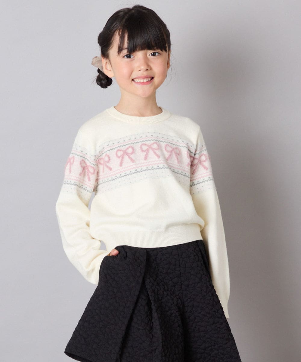 KJFAD03039 a.v.v KIDS(アー・ヴェ・ヴェ) [120-160]ノルディックニット アイボリー