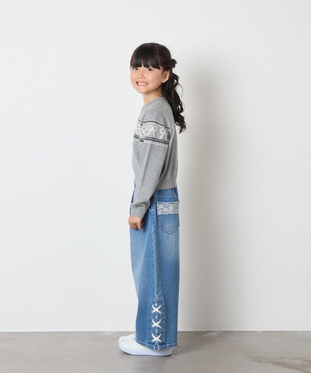 KJFAD03039 a.v.v KIDS(アー・ヴェ・ヴェ) [120-160]ノルディックニット グレー